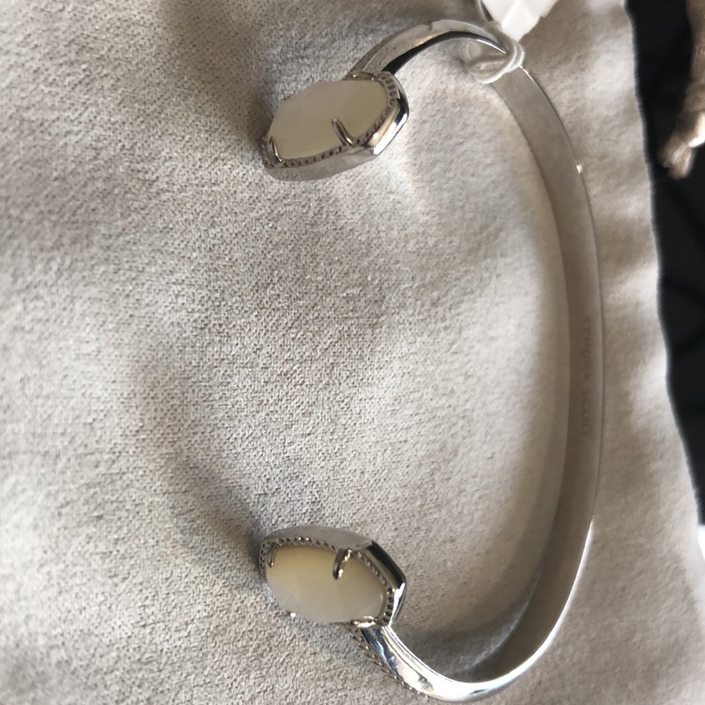 Kendra Scott Elton Silver Cuff Bracelet In Ivory Mother-Of-Pearl